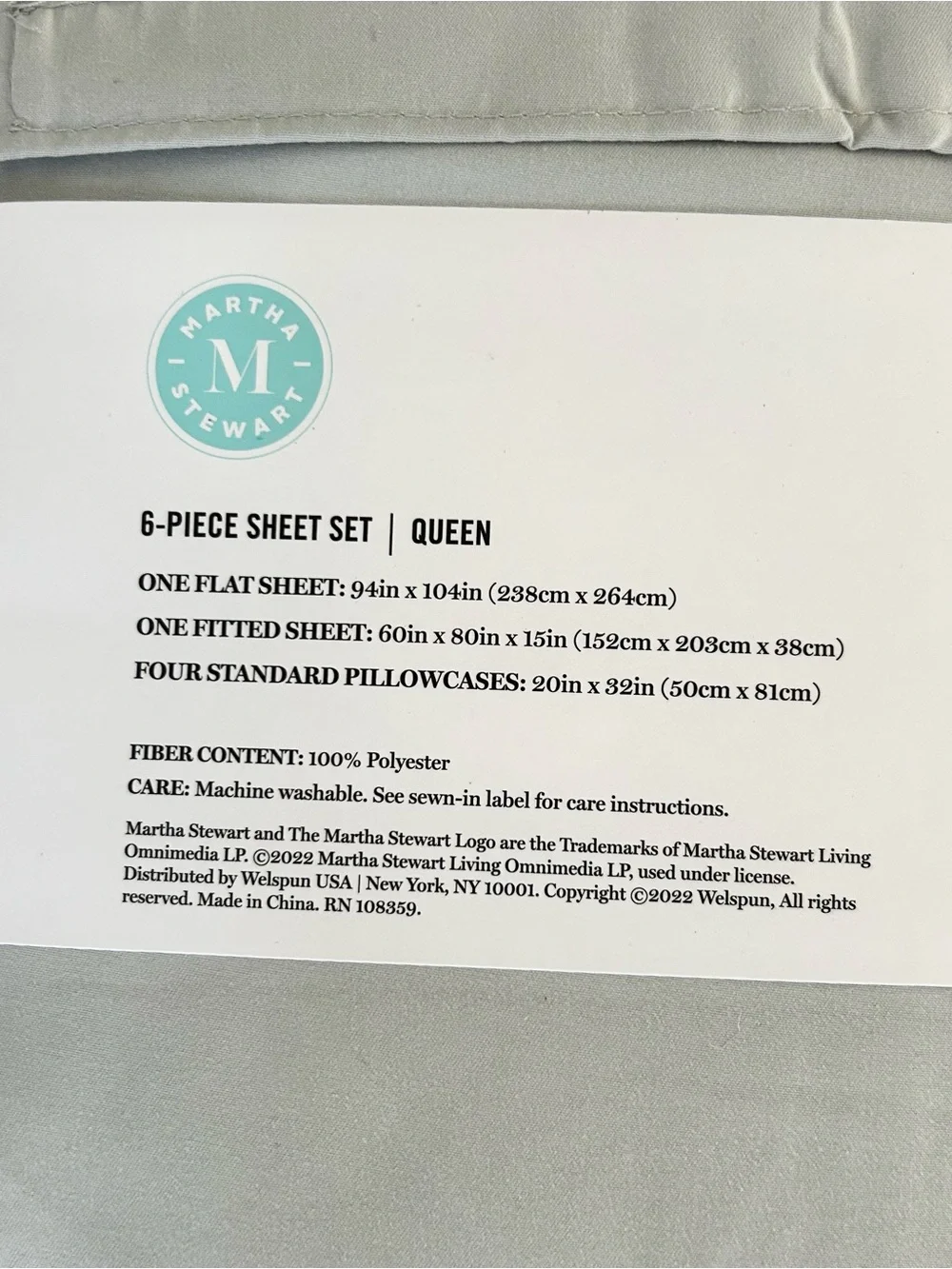 NEW! Martha Stewart Gray Queen Bed Sheet Set